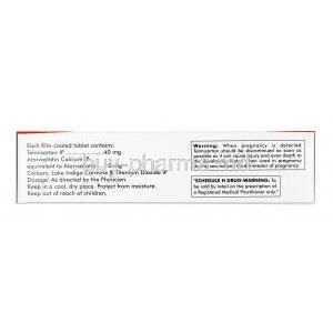 Arbitel AV, Telmisartan 40mg + Atorvastatin 10mg, Tablet, Box information