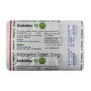Endobloc, Ambrisentan 10mg tablets back