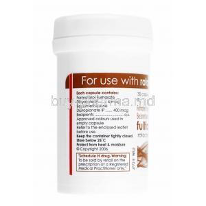 Fullform Rotacap, Beclometasone 400mcg and Formoterol 6mcg bottle side