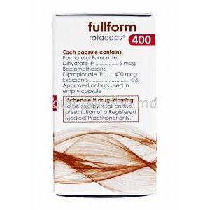 Fullform Rotacap, Beclometasone 400mcg and Formoterol 6mcg composition