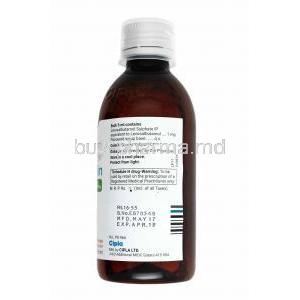 Levolin Syrup, Levosalbutamol bottle side