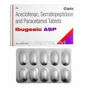 Ibugesic ASP, Aceclofenac/ Paracetamol/ Serratiopeptidase