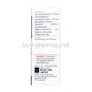 Betabrim Eye Drop, Timolol 0.5%wv + Brimonidine 0.2%wv, eyedrop, box information