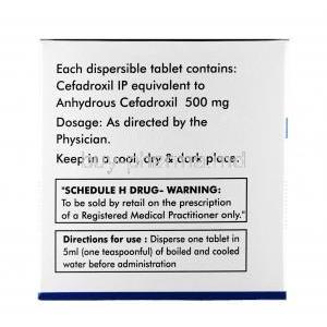 Bicef, Cefadroxil 500 mg,Tablet(DT), Box information