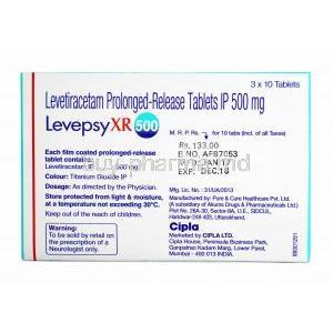 Levepsy XR, Levetiracetam 500mg composition