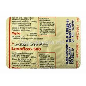 Levoflox,  Levofloxacin 500mg tablets back