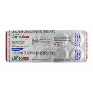 Junior Lanzol Strawberry Flavour, Lansoprazole 30mg tablets back