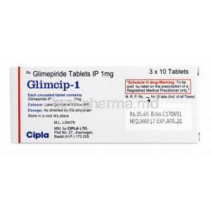Glimcip, Glimepiride 1mg composition