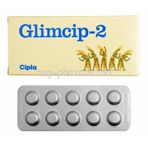 Glimcip, Glimepiride 2mg box and tablets