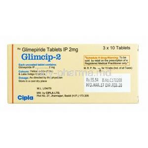 Glimcip, Glimepiride 2mg composition