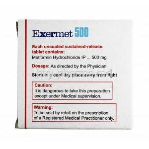 Exermet, Metformin 500mg composition