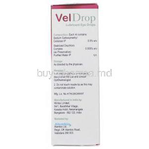 Veldrop, Sodium  Carboxymethyl cellulose Sodium Ophthalmic Solution Eye Drops composition