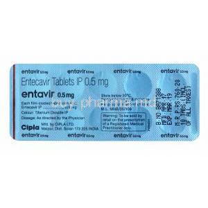 Entavir, Entecavir 0.5mg tablets back