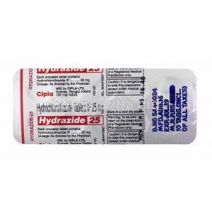 Hydrazide, Hydrochlorothiazide 12.5mg tablets back