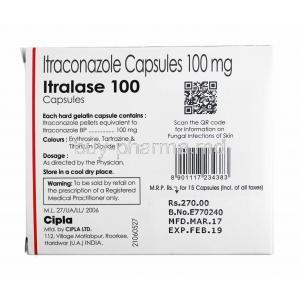 Itralase, Itraconazole 100mg composition