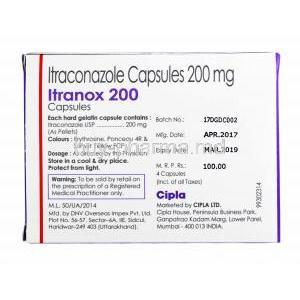 Itranox, Itraconazole 200mg composition