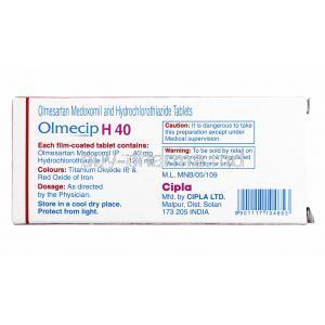 Olmecip H, Hydrochlorothiazide 12.5mg and Olmesartan 40mg manufacturer