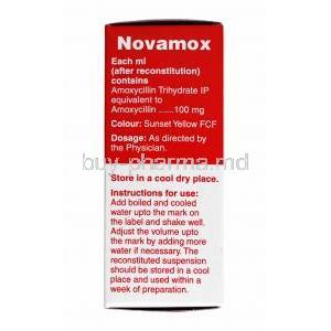 Novamox Paediatric Drops, Amoxycillin composition