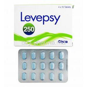 Levepsy, Levetiracetam 250mg box and tablets