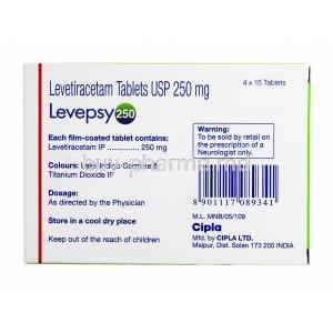 Levepsy, Levetiracetam 250mg composition