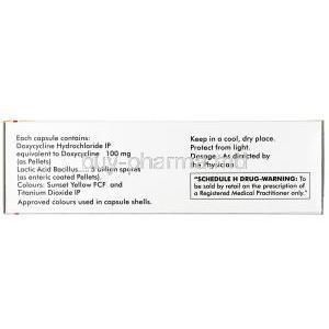 Microdox-LBX, Doxycycline 100mg + Lactobacillus 5BillionSpores, Capsule, Box information