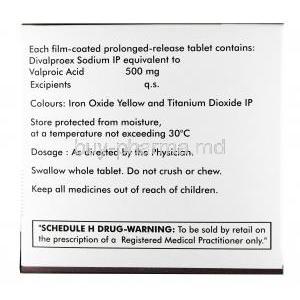 Divalprid OD, Divalproex 500 mg, Tablet,Box information