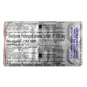 Divalprid OD, Divalproex 500 mg, Tablet, Sheet information