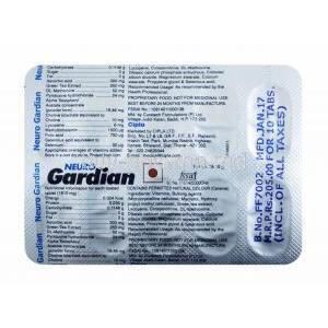 Neuro Gardian, tablets back