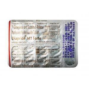 Diapride M Forte,Glimepiride+Metformin, 1mg+1000mg(M1),SR Tablet, Sheet information