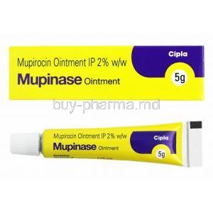 Mupinase Ointment, Mupirocin box and tube