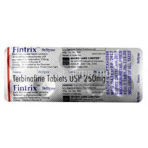 Fintrix, Terbinafine 250 mg, Tablet, Sheet information