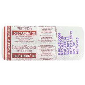 Dilcardia 30, Generic  Tiazac, Diltiazem Hydrochloride Tablet Packaging