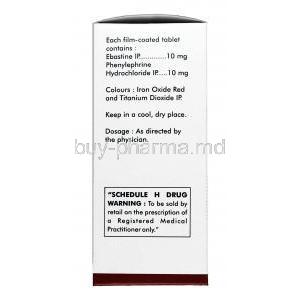 Ebast DC, Ebastine 10mg + Phenylephrine 10mg, Tablet, Box information
