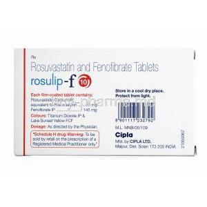 Rosulip-F, Fenofibrate 145mg and Rosuvastatin 10mg composition