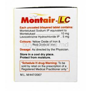 Montair-LC, Levocetirizine and Montelukast composition