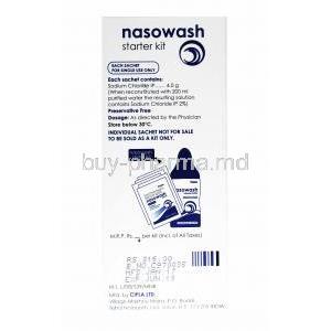 Nasowash Powder for Nasal Solution, Sodium Chloride composition