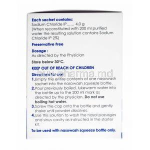 Nasowash Powder for Nasal Solution, Sodium Chloride directions for use