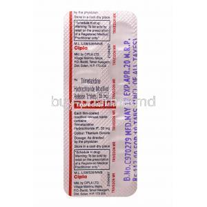 Trivedon MR, Trimetazidine 35mg tablet back