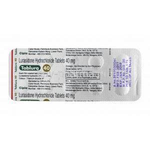 Tablura, Lurasidone 40mg tablet back