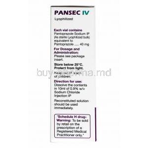 Pansec Injection, Pantoprazole composition