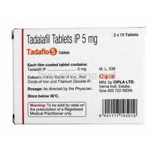 Tadaflo, Tadalafil 5mg composition