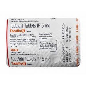 Tadaflo, Tadalafil 5mg tablets back