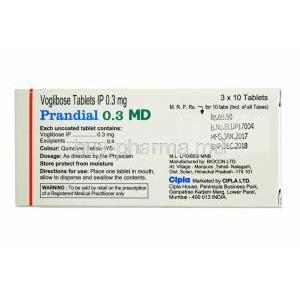 Prandial MD, Voglibose 0.3mg compositoin