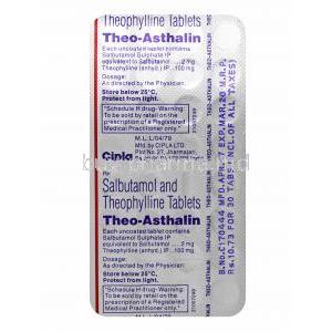 Theo-Asthalin, Salbutamol 2mg and Theophylline 100mg tablet back