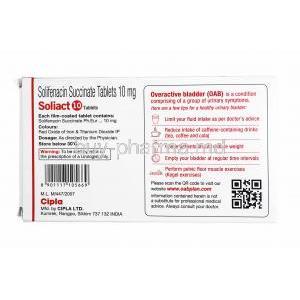 Soliact, Solifenacin 10mg manufacurer