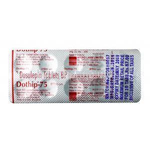 Dothip, Dosulepin 75 mg, Tablet, Sheet information