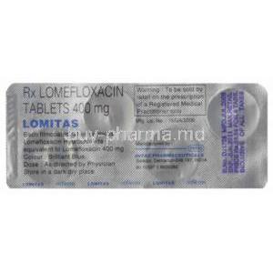 Lomitas, Generic Maxaquin, Lomefloxacin 400 Mg Tablet (Intas)