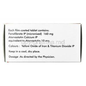 Fibrovas, Atorvastatin 10mg + Fenofibrate 160mg, Tablet, Box information