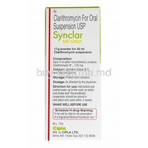 Synclar Dry syrup, Clarithromycin direction for use