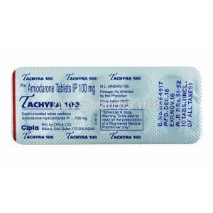 Tachyra, Amiodarone 100mg tablet back